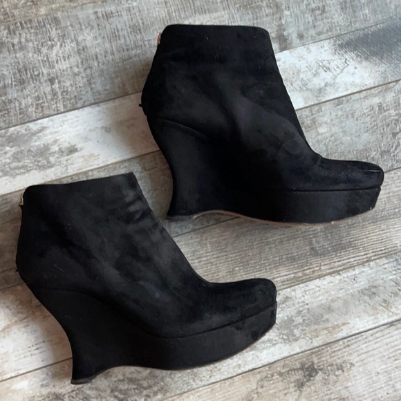 Prada black suede wedge booties size 41 - Picture 1 of 5